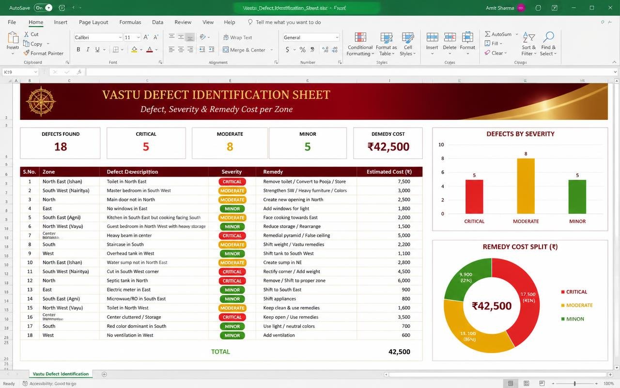Vastu Defect Identification Sheet preview