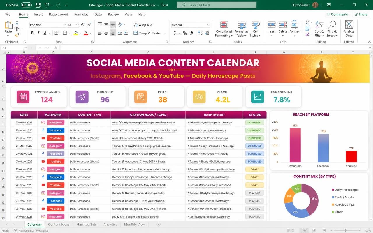 Social Media Content Calendar preview