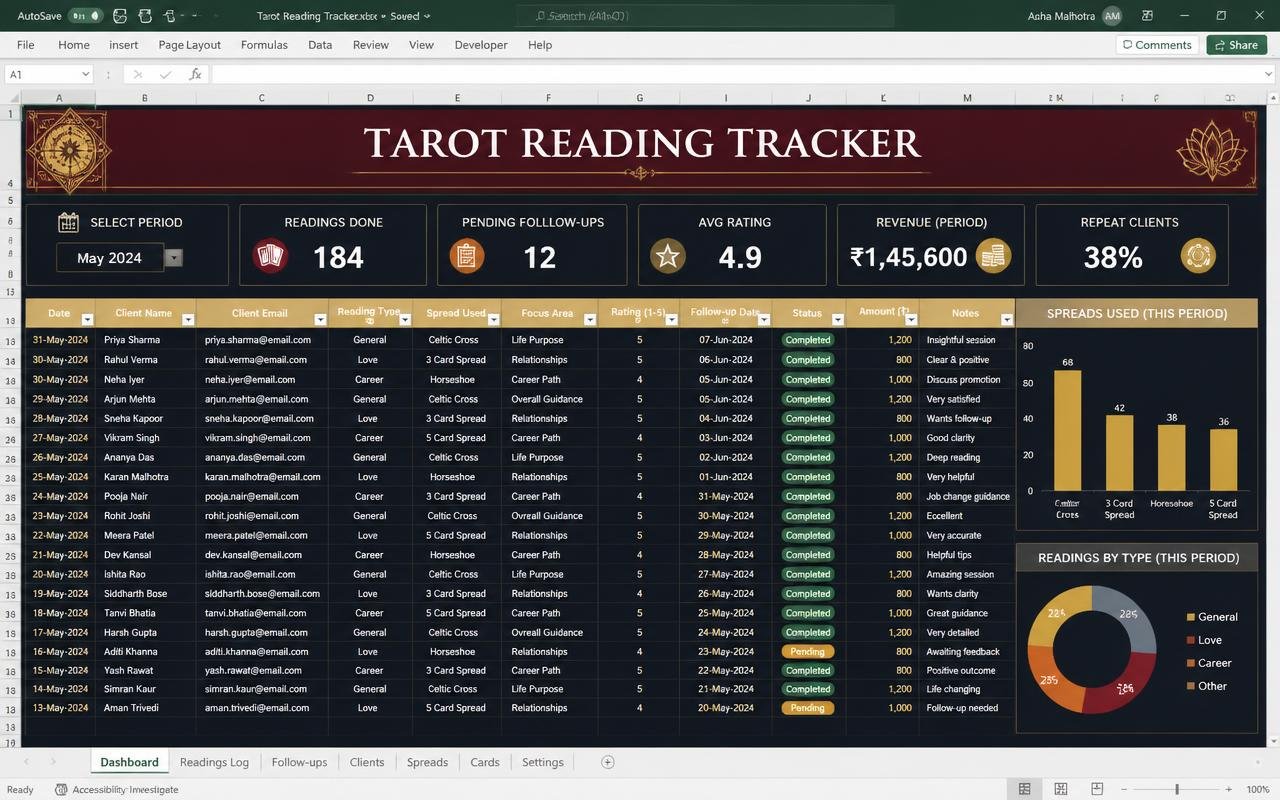 Tarot Card Reading Tracker preview
