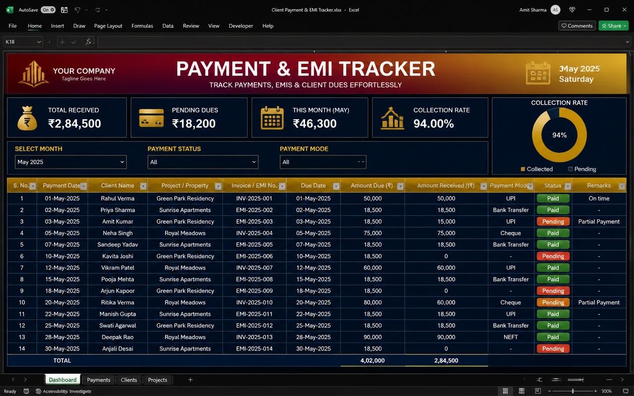 Client Payment & EMI Tracker preview